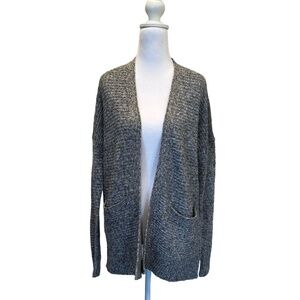 Abercrombie & Fitch Womens Cardigan Small Gray Heathered Open Front Grandpa Cozy
